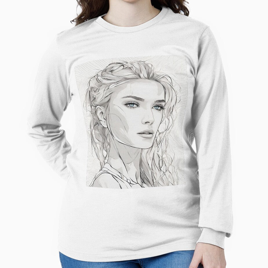 Monochrome Mastery: Abstract Portrait Line Art in Black & White - Nina by BPMagic