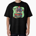 Merry Christmas Cat bad mood Oversized T-Shirt by moodlyx