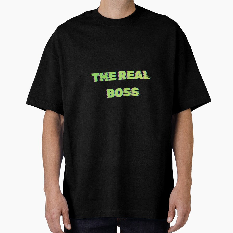 The Real Boss Neon Green Glitch Typography by Rhodes Shop