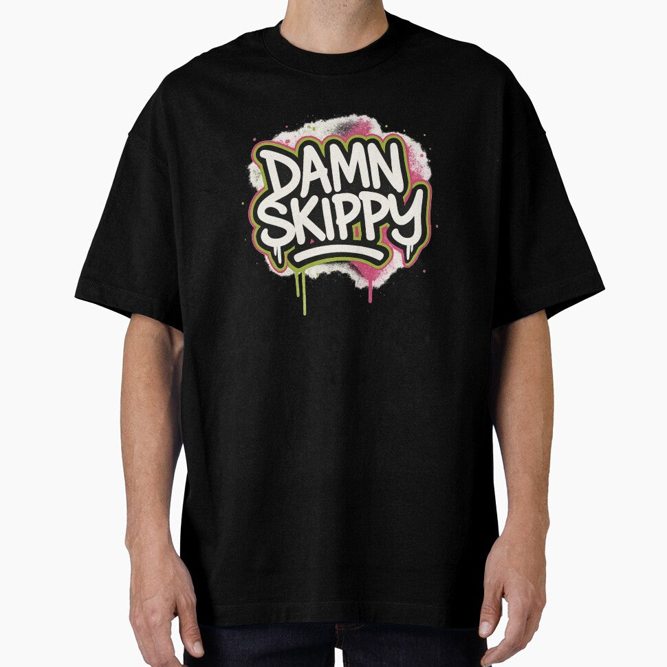 Damn Skippy Graffiti Streetwear | Bold Neon Spray Paint Urban by POD DYNASTY | Original Print On Demand T-Shirt Graphics