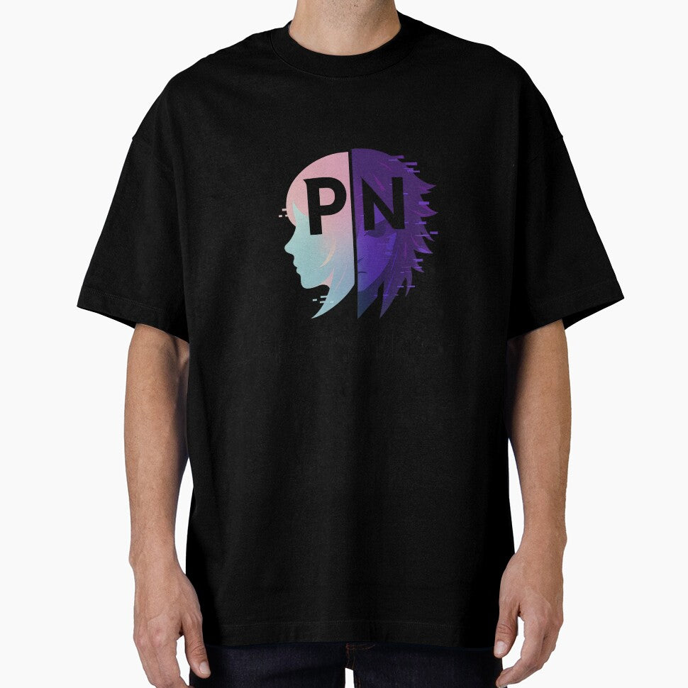 PrettyNerdee Glitchpunk Split Face Logo – Vaporwave Cyberpunk Anime Aesthetic by PrettyNerdee