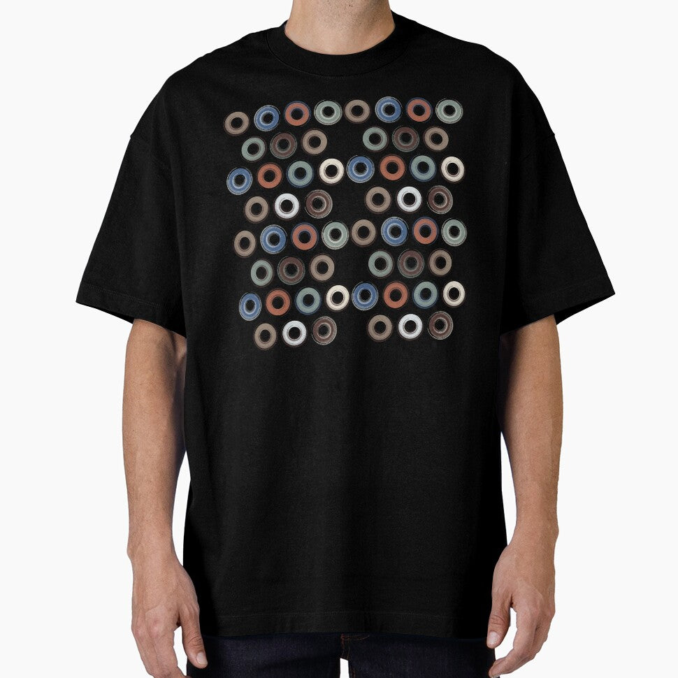 Earth Tone Circles on Denim Blue by TanglePatch