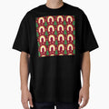 Yellow Rainbow & Christmas Tree Pattern on Red Background by Teenidesign