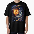 Cosmic Harmony - Vintage Sun and Crescent Moon Galaxy by hundred stories