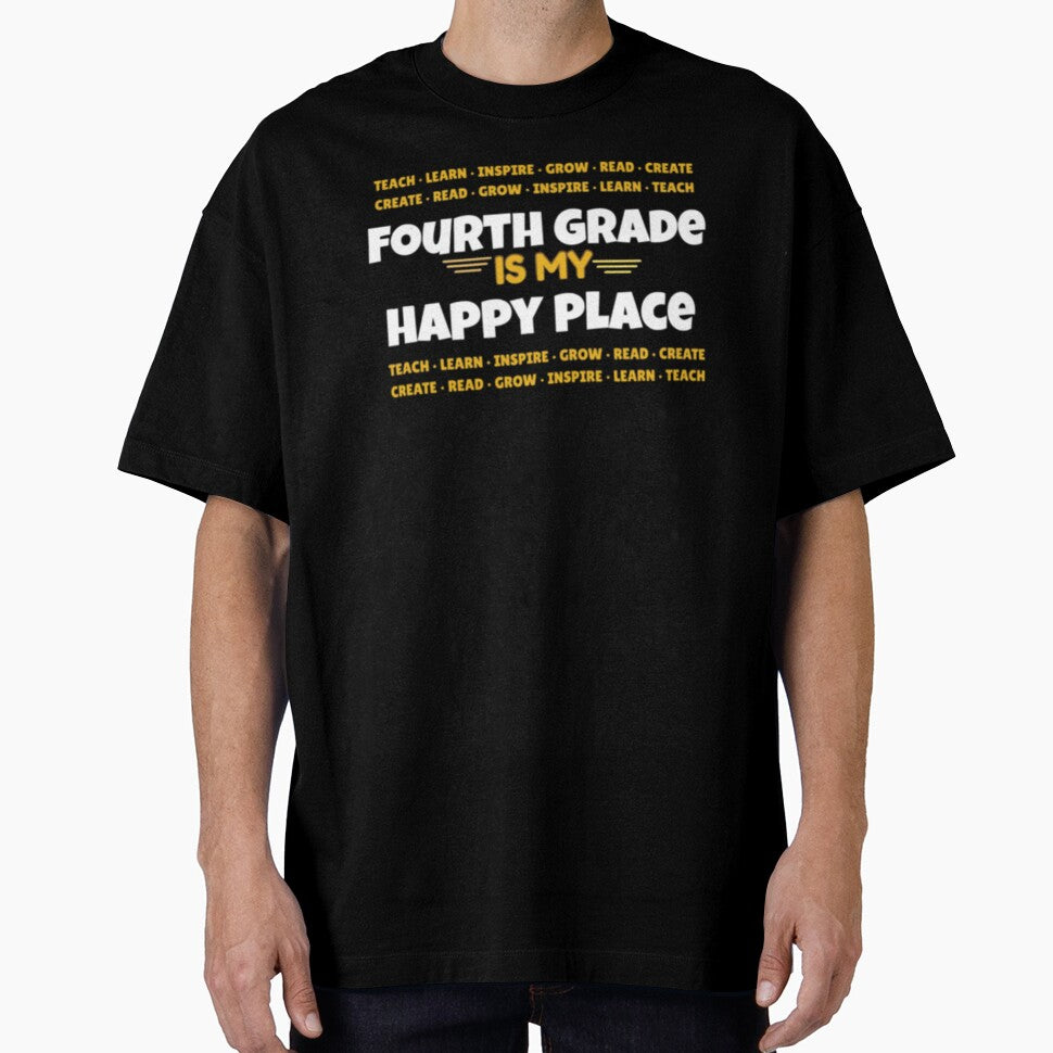 Fourth Grade Is My Happy Place Teacher Shirt | 4th Grade Teacher Tee | Back to School Gift | Classroom Apparel by yochatees