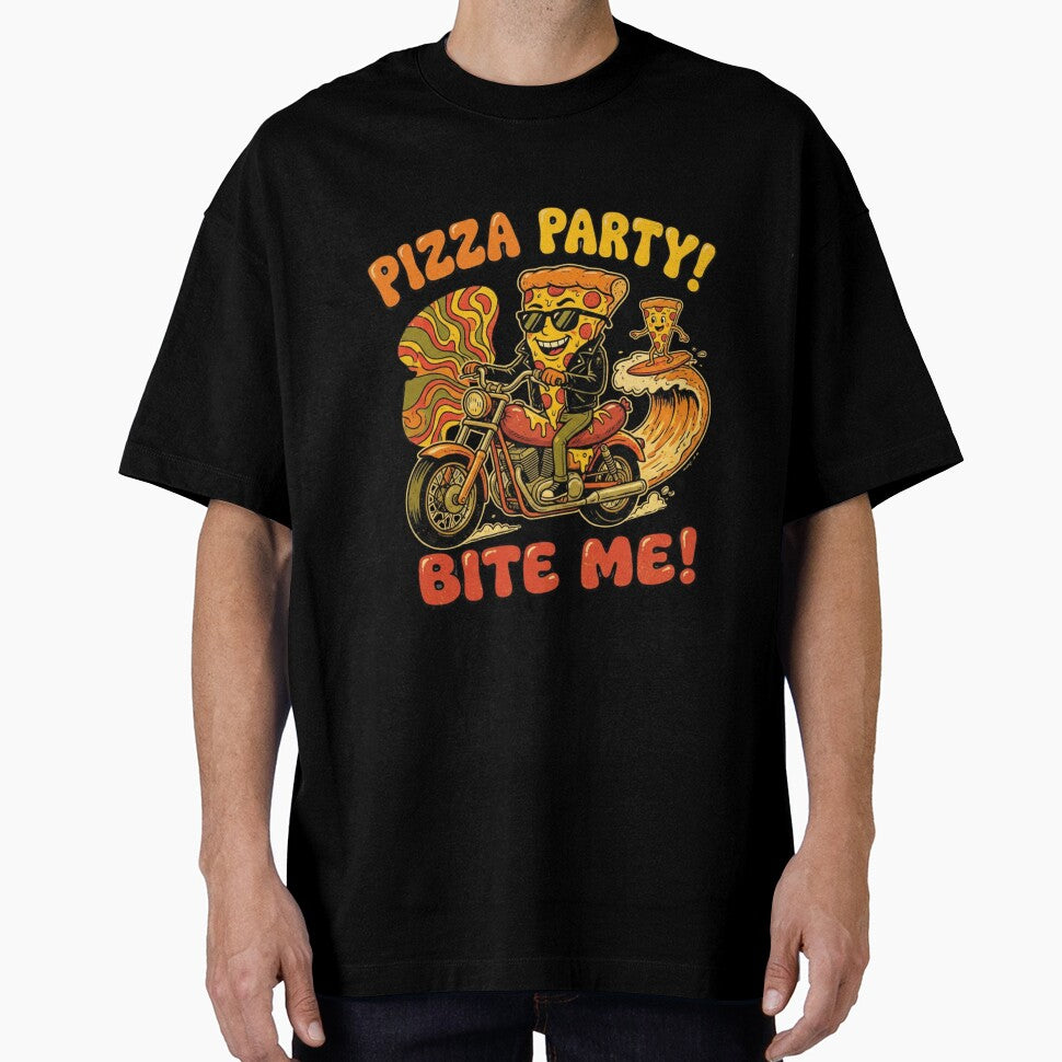 Biker Pizza Party! Bite Me! (Retro Rocker) by AI Experiment Lab