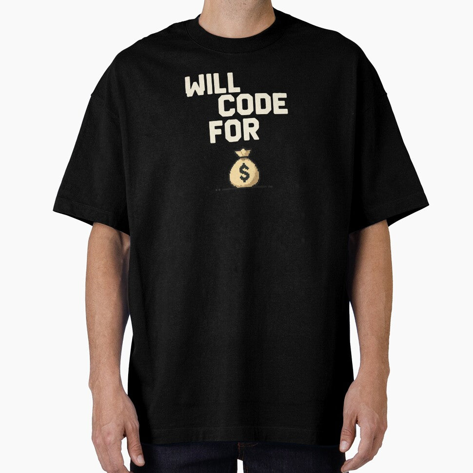 Will Code For Money – Funny Programmer Pixel Art Design by VenDecoArt