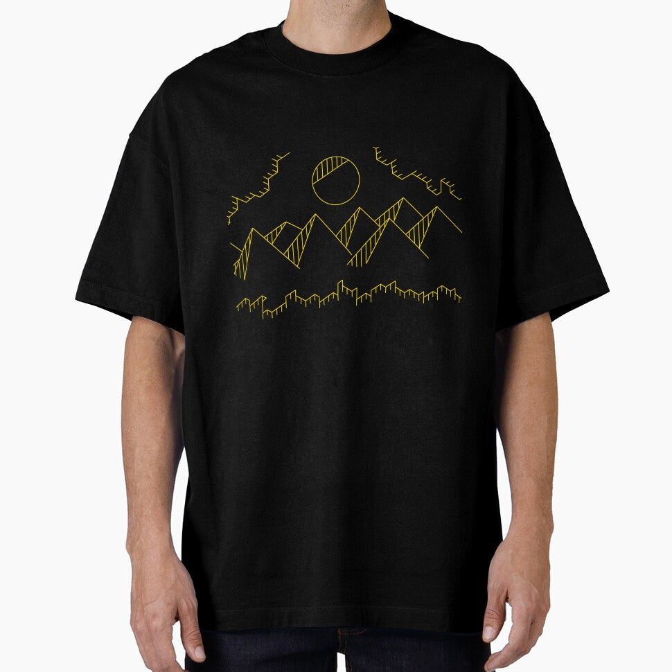 Mountain Geometry with Moon/Sun yellow by CreativeSpiral