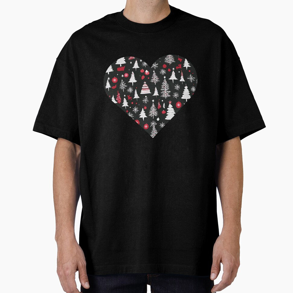 Holiday Heart - Black Christmas Patterned Heart by ha11e11