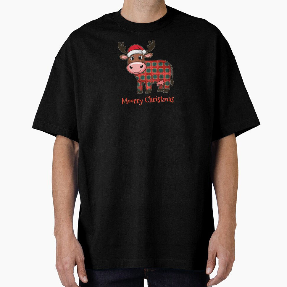 "MOORRY CHRISTMAS" Christmas Plaid Cow by Wander X Design
