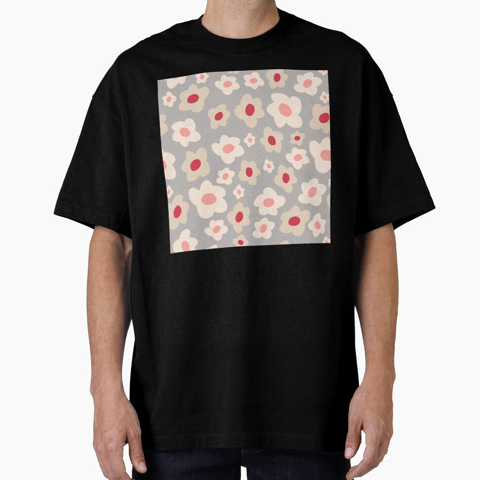 Retro Floral Surface Pattern Grey & Pink by scorpiolane