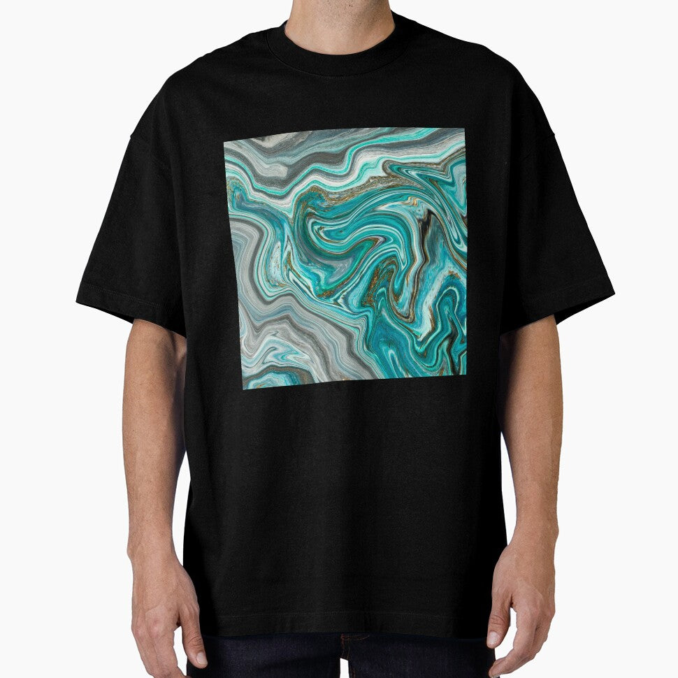 Agate Abstract Teal, Gray, White, Brown Swirl Pattern by silviaol
