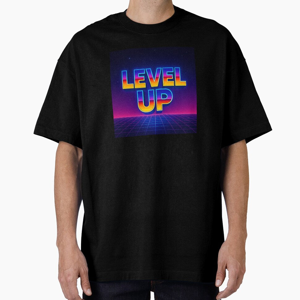 Level Up – Retro Gamer Poster in Neon Arcade Style by Outline Studio