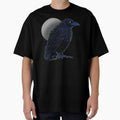 Crow design in blue and light green colors with full moon by DaveDanchuk
