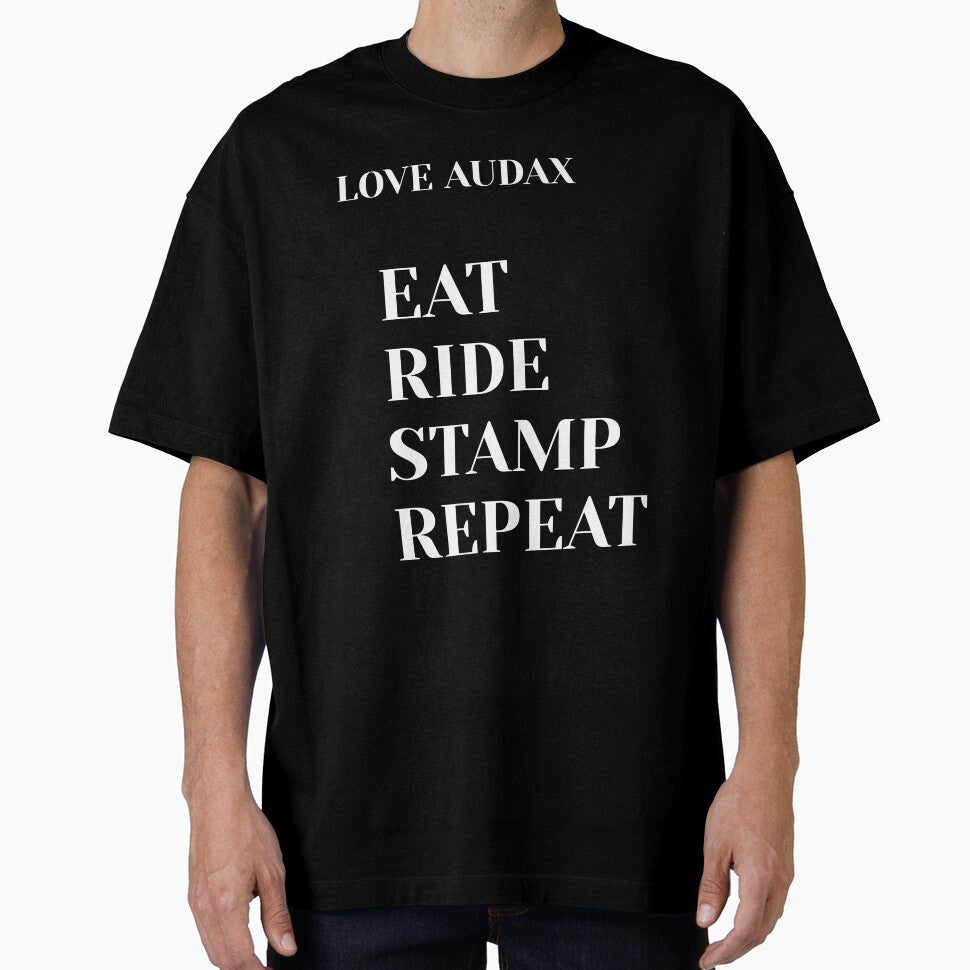 Love Audax – Eat Ride Stamp Repeat Cycling T-Shirt by Pedal & Pace
