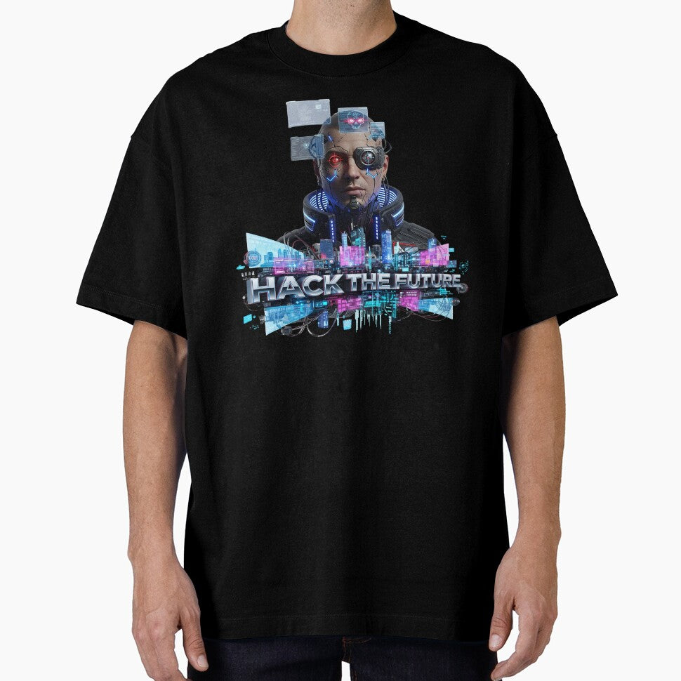 Cyberpunk Hacker with Bionic Eye and Neon City by newvisionart191