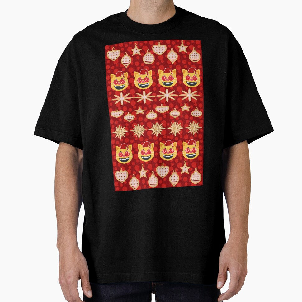 Cute Christmas Cat Pattern – Festive Kawaii Holiday Cats & Ornaments Design by HopeAndHustle