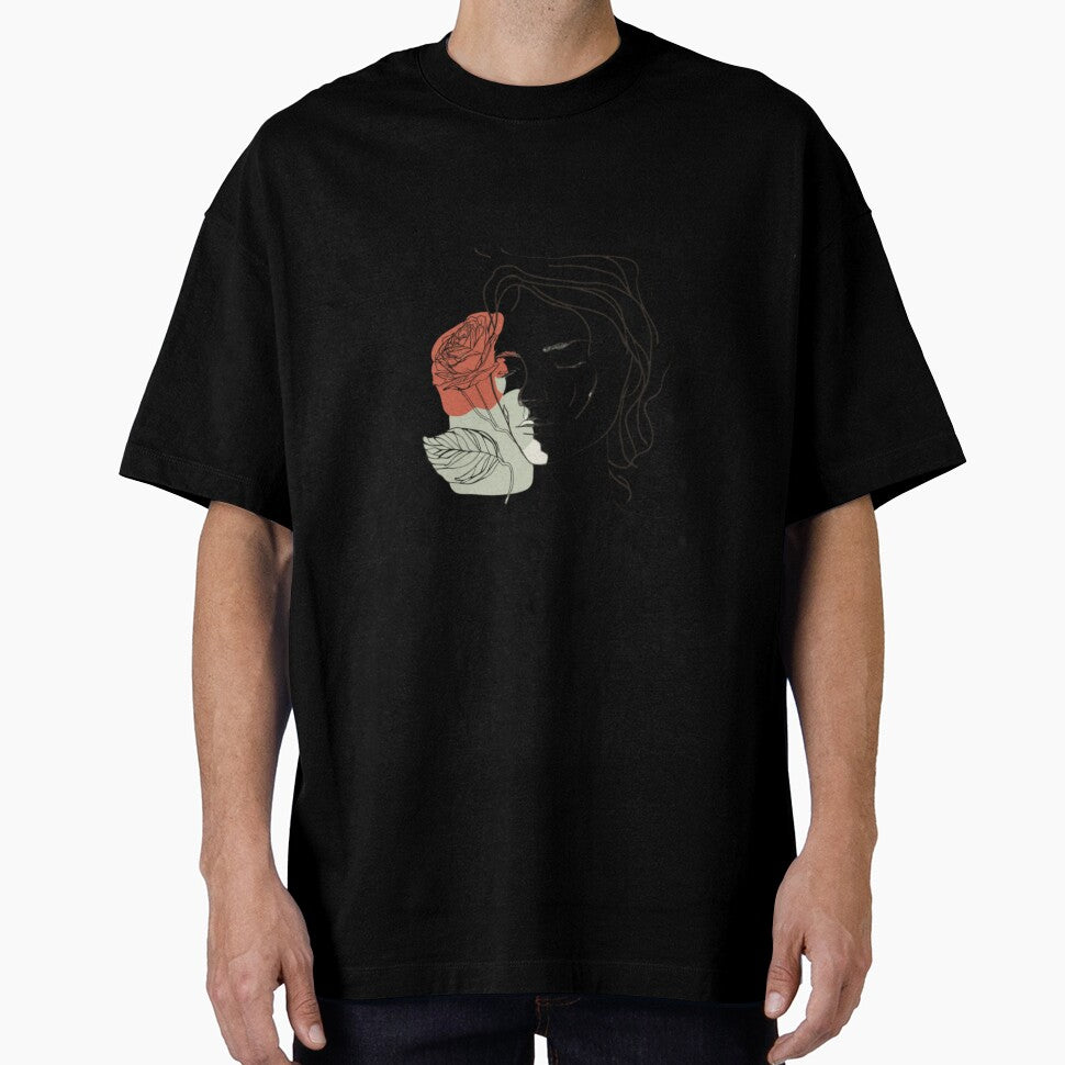 Minimalist design of woman and a rose by KukiStickers
