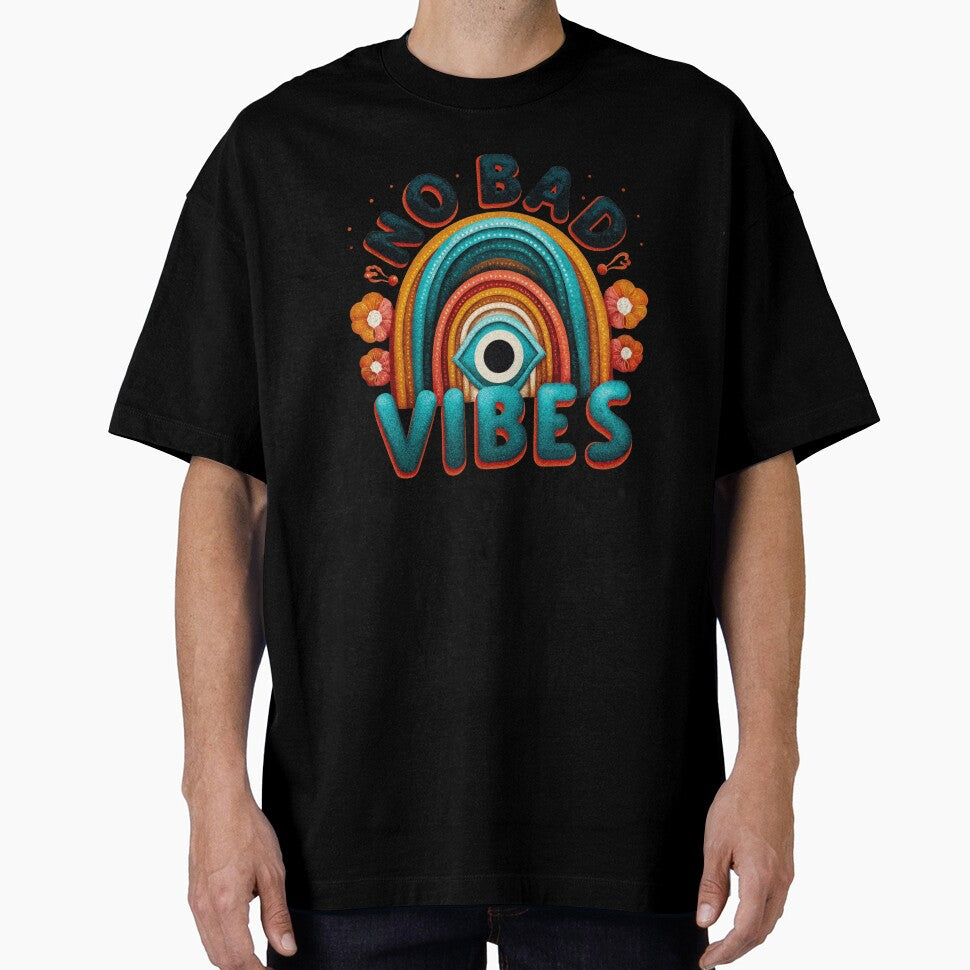 No Bad Vibes. Retro Rainbow and Eye Design by Anastasiia Yurevych