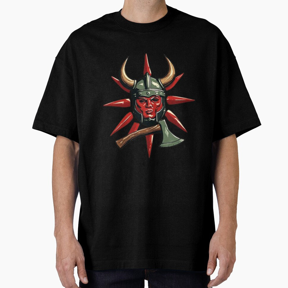 Viking Helmet with Ax & Red Sun | Elysium Echoes Icon 01 by Shift-Bloom