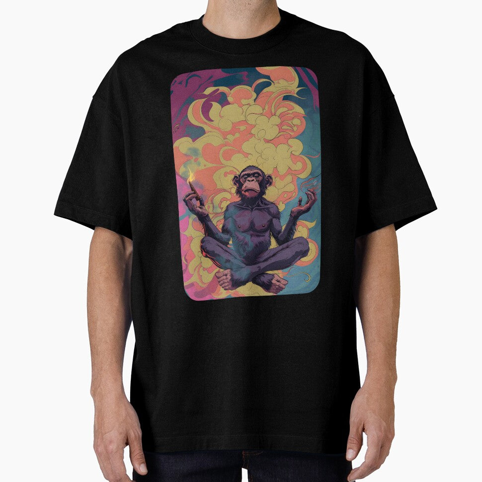 Zenned Out Meditating Ape - Holding a Joint by ManyMelany