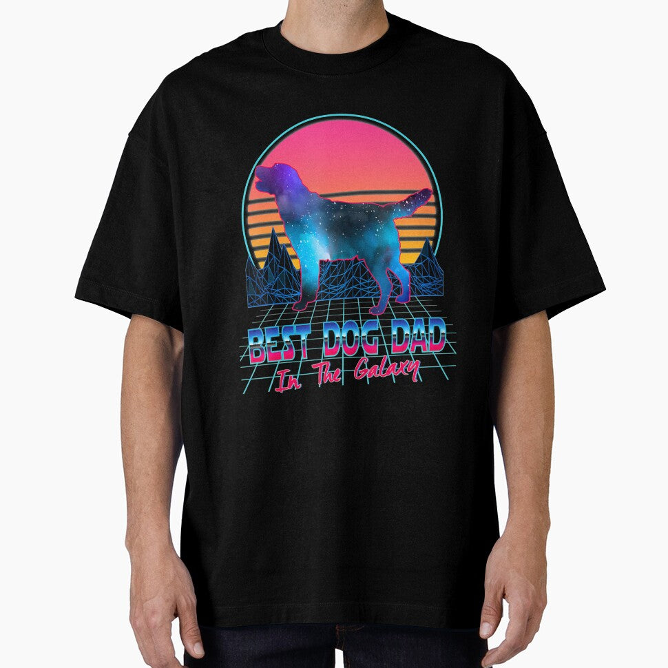 Best Dog Dad in The Galaxy Retro Vintage 80s Funny Dog Lover by julipham88