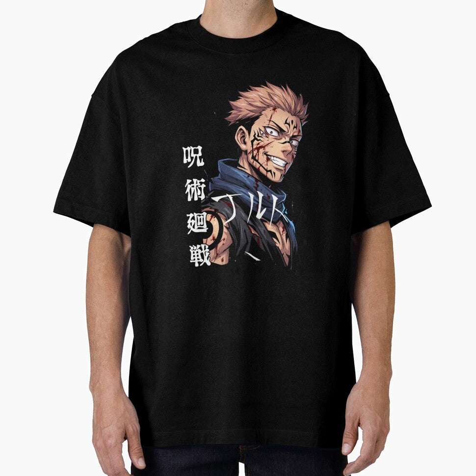 Cursed Anime Warrior Shirt – Dark Energy Sorcerer, Japanese Style Anime Graphic by lamiarte