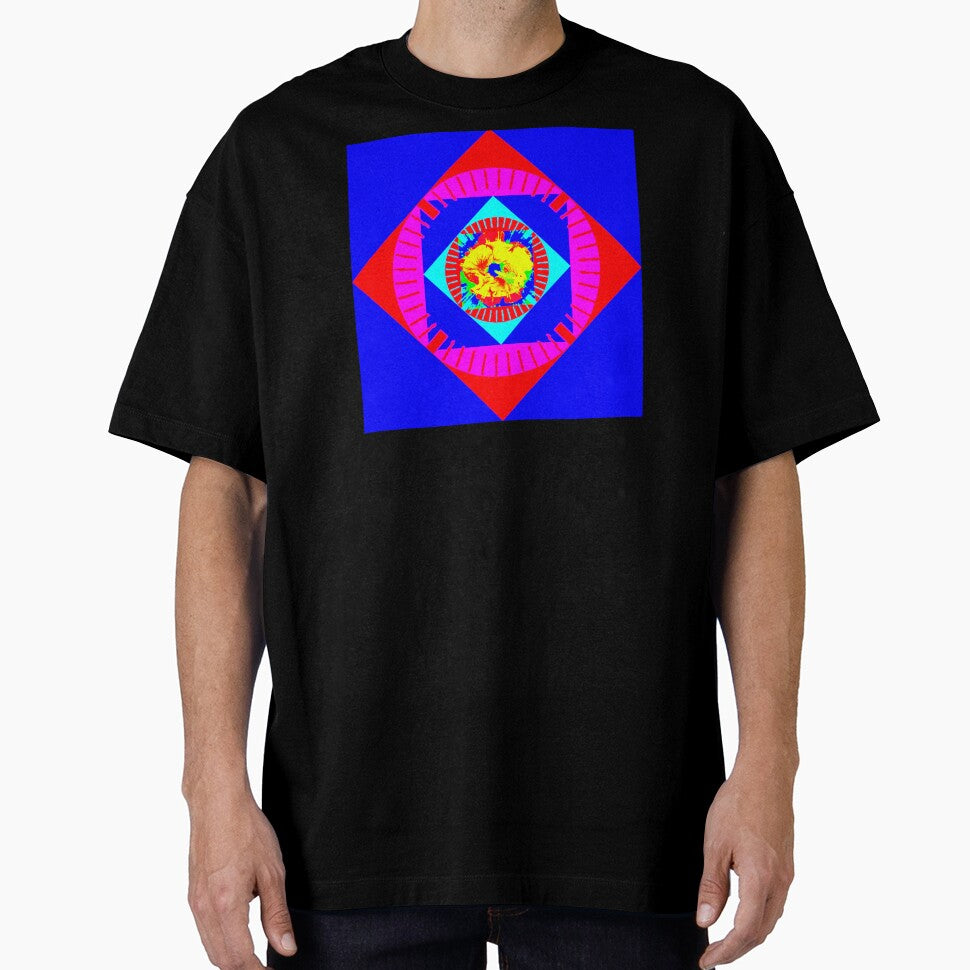 Whimsica Royal Blue & Red-Yellow abstract flower design by Iritof by iritof
