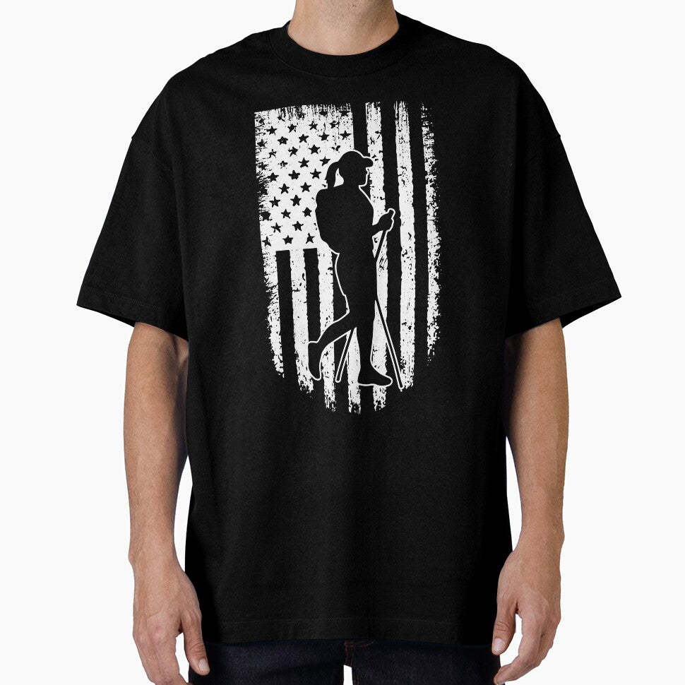 Hiking American Flag Retro White by VannaShanha