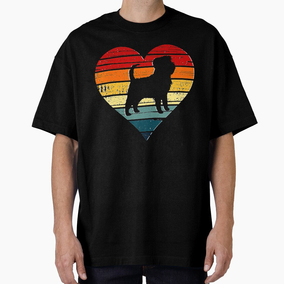 Affenpinscher Dog Vintage Retro Heart Mom Gift Valentines Tee Gift Love by BargerStore