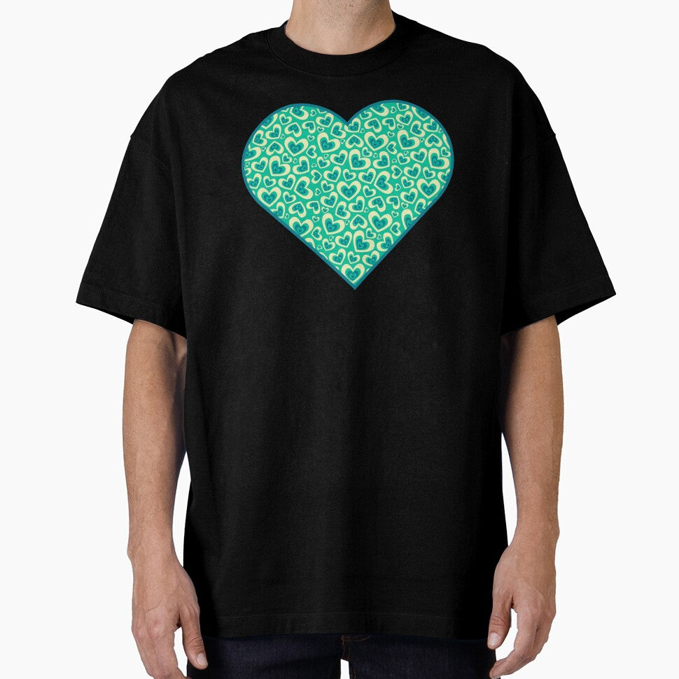 Mint Condition Love - Green Heart Pattern Design – Teal and Cream Retro Love Graphic by larissa-myrie