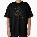 Sun and Moon Harmony – Celestial Balance Gold Line Art Design by Fleimas