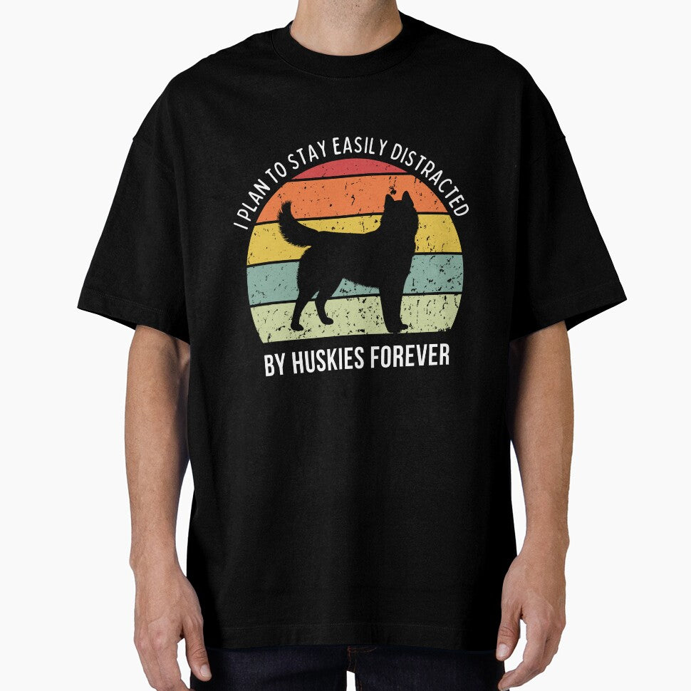 Cute Husky dog breed Retro Sunset design - white text by 29Bumblebee