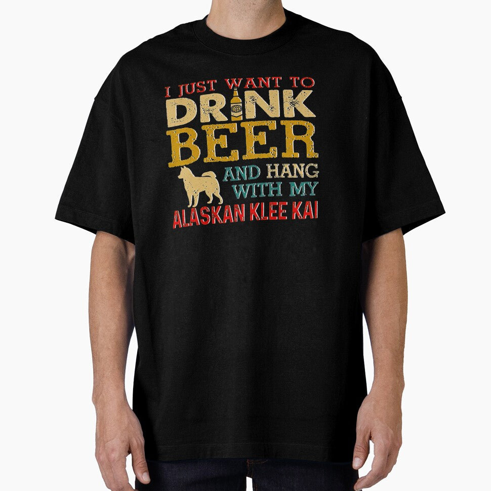 Alaskan Klee Kai Dad Drink Beer Hang With Dog Funny Vintage Tee Gift Love by BargerStore