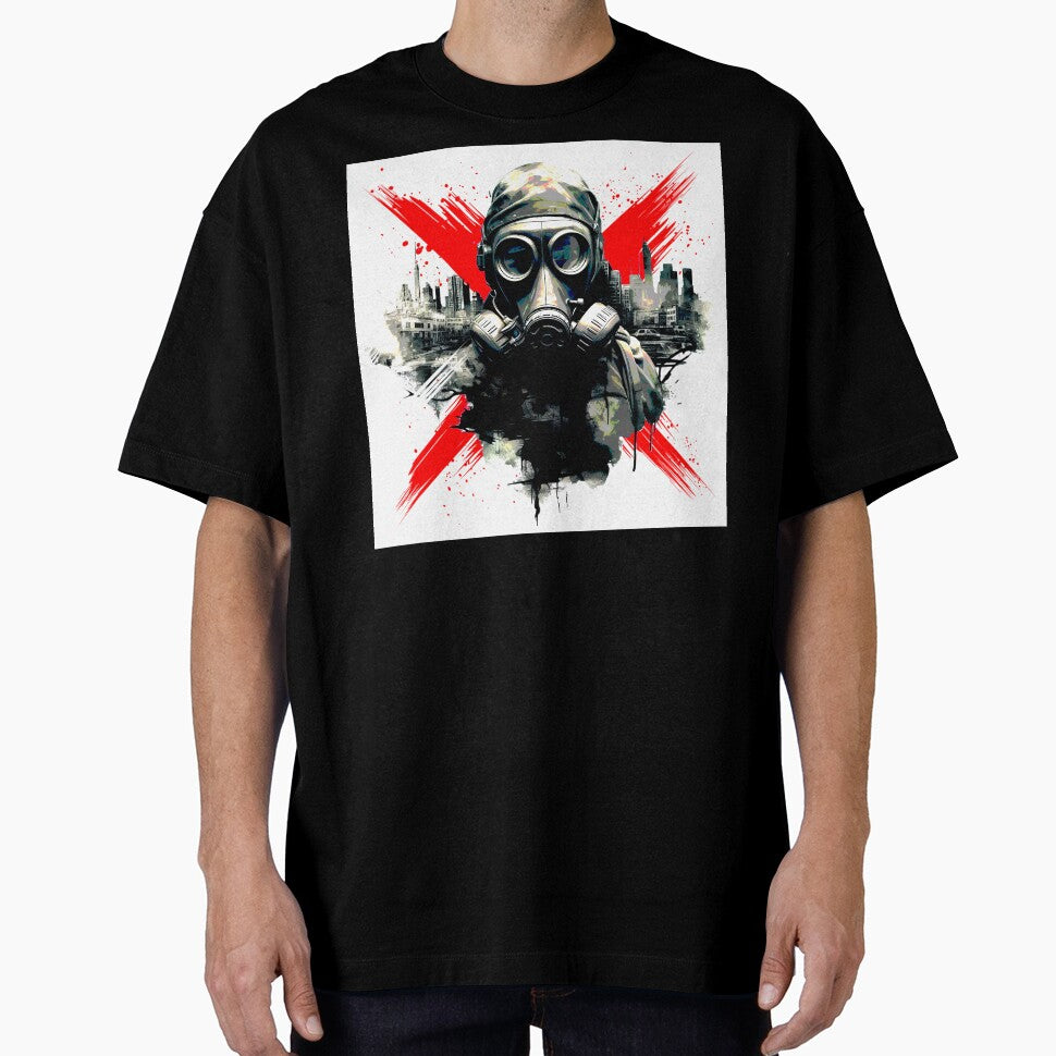Urban Industrial Dystopian Cyberpunk Man Wearing Gas Mask by DEC02