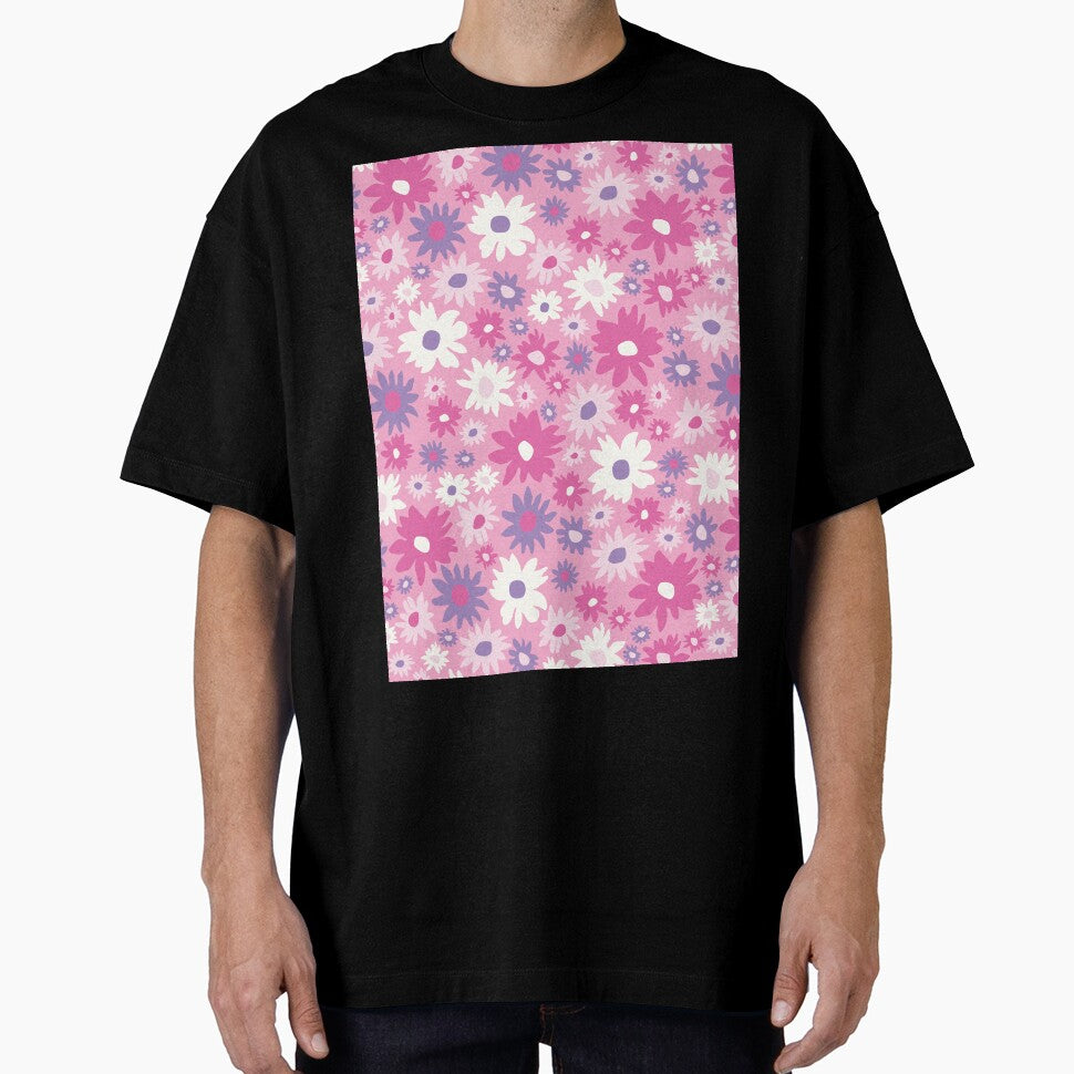 RETRO GROOVY AND FUN FLOWERS PINK by blomastudios