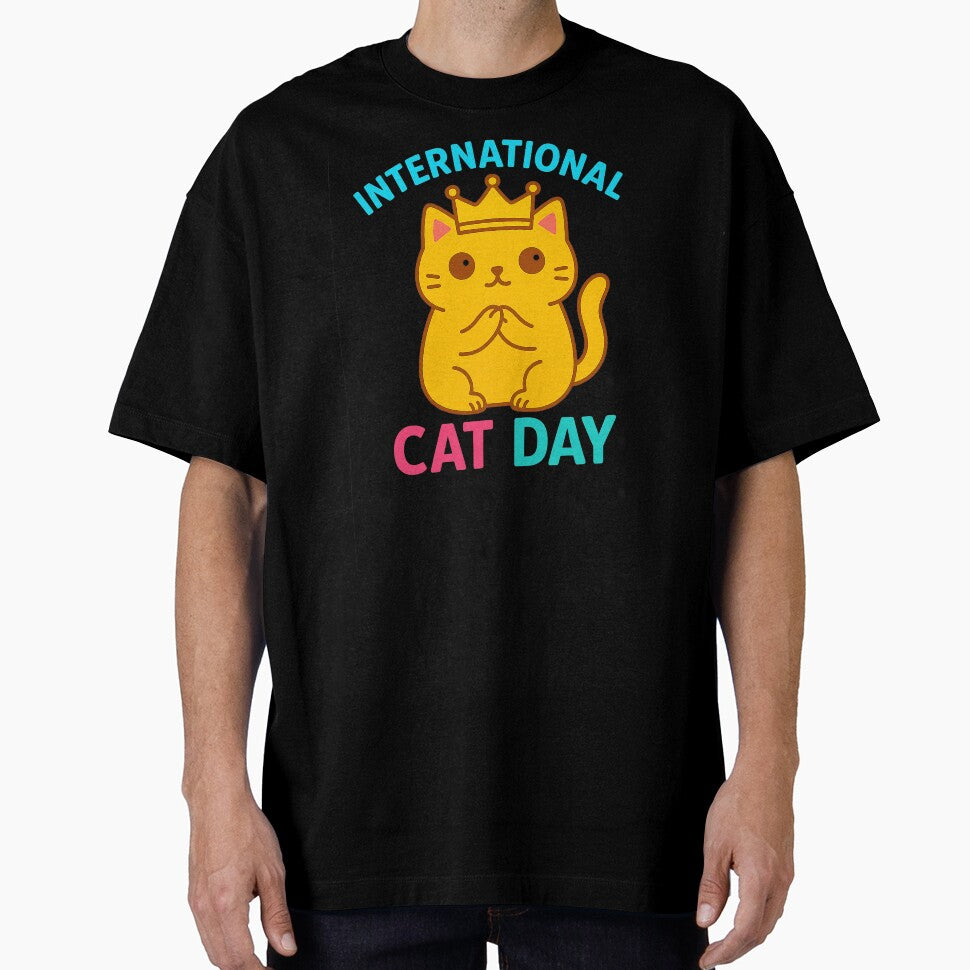 Majestic Cat with Crown – International Cat Day Cute Royal Kitty" by Printcora