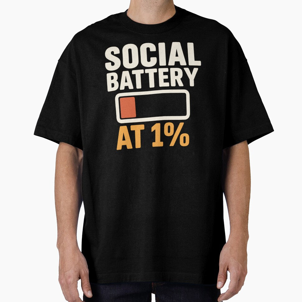 Social Battery at 1% – Introvert Low Energy Retro Internet Humor by Mad Factory Designs