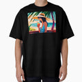 Stylish Vacation Girl In Summer Dress Enjoying Holidays On A Beach Drinking Under A Palm Tree Simplistic Poster by TriniTeeClub