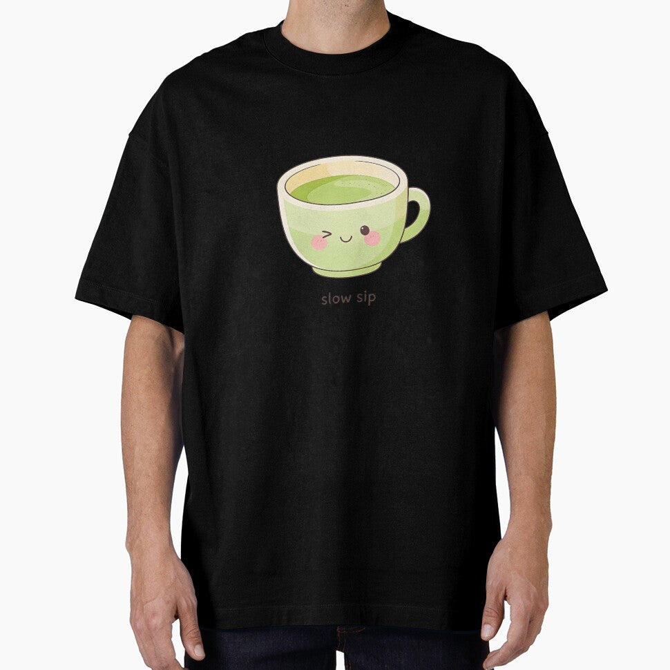 Slow Sip – Kawaii Matcha Pastel Stickers by QuietFloww