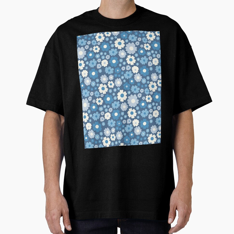 GROOVY RETRO FLOWER POWER GIRLY 70S AND 60S STYLE BLUE by blomastudios