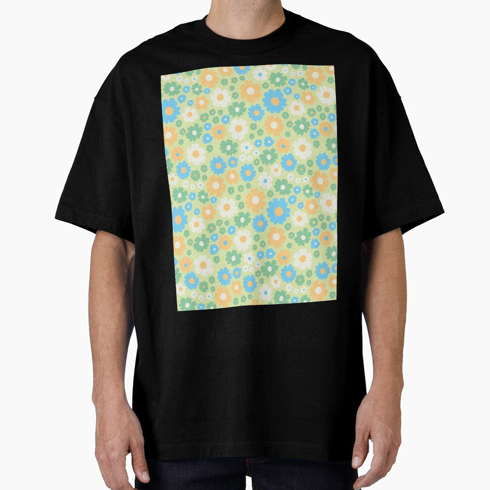 GROOVY RETRO FLOWER POWER GIRLY 70S AND 60S STYLE GREEN AND ORANGE by blomastudios