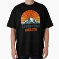 Adventure Awaits – Minimal Mountain & Retro Sun Design by ByRAM Project