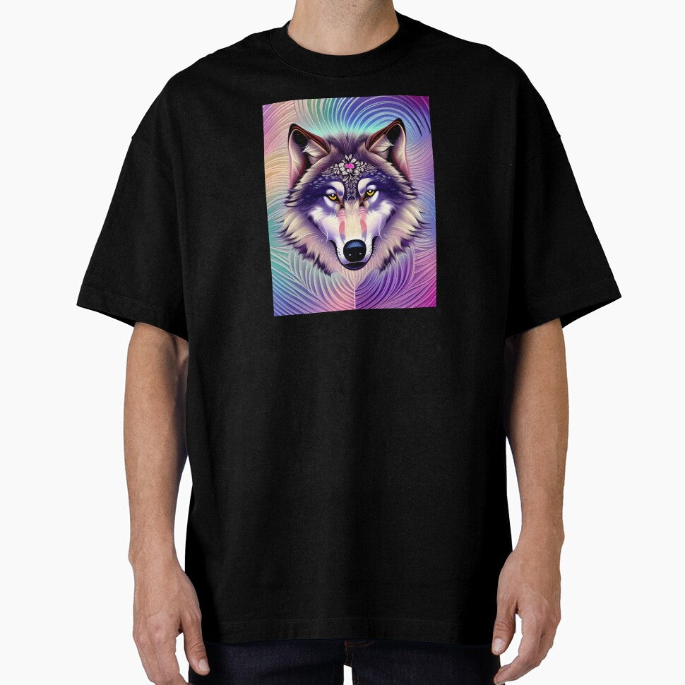 Psychedelic Pastel Wolf and Her Piercing Yellow Eyes by Stian Iversen