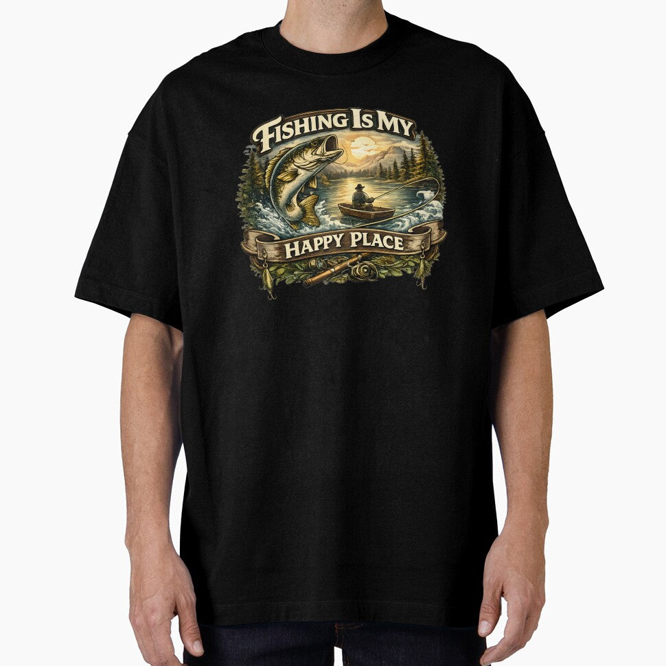 Fishing Is My Happy Place – Peaceful Fishing Nature Design by SVALANART