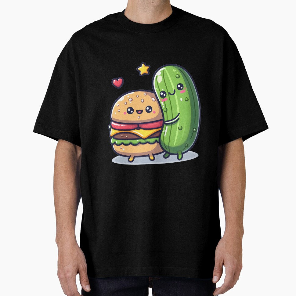 Kawaii Burger Hugging Pickle by CanvasCutie