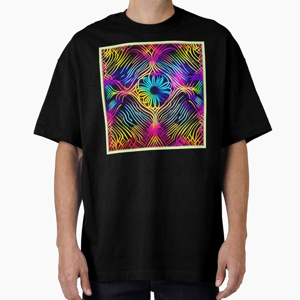 Psychedelic Neon Lines with Flower Art by Health And Fitness Posts e-Store