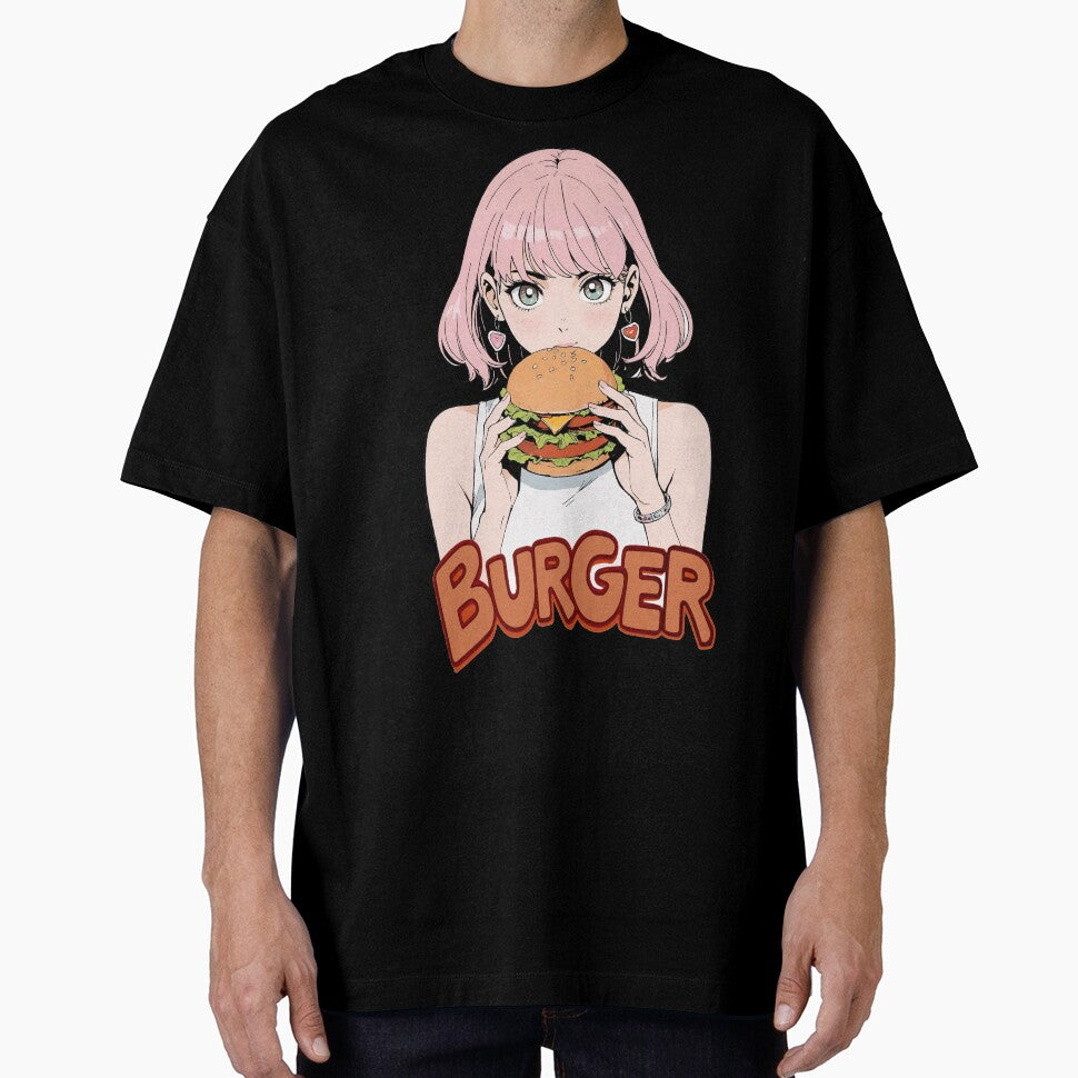Cute girl eating a hamburger by JonelleTshirts