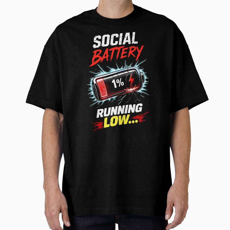 Social Battery Running Low Funny Introvert Shirt by RitaRuni1992