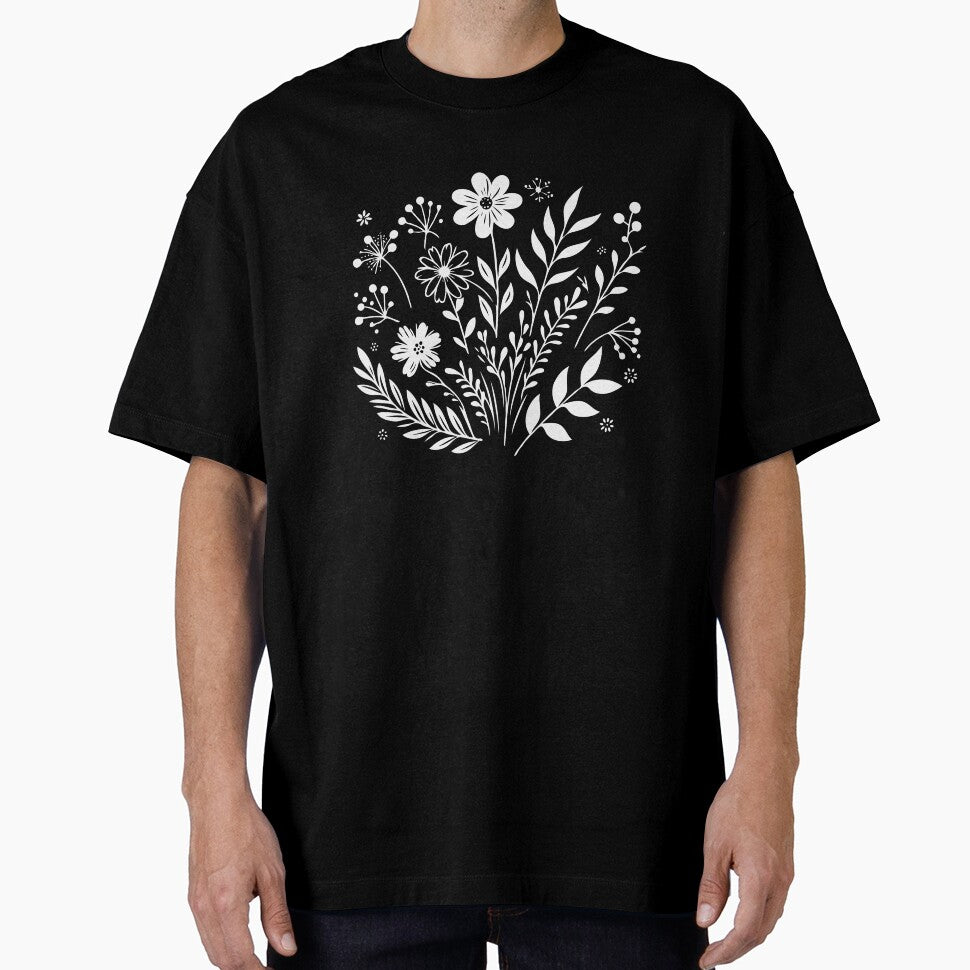 Elegant Minimalist Floral T-Shirts, Gifts for Women, Flowers Crewneck Sweatshirt, AestheticTees, Floral Shirts for Women, Wild Flowers Graphic Tees by teecraftstudios